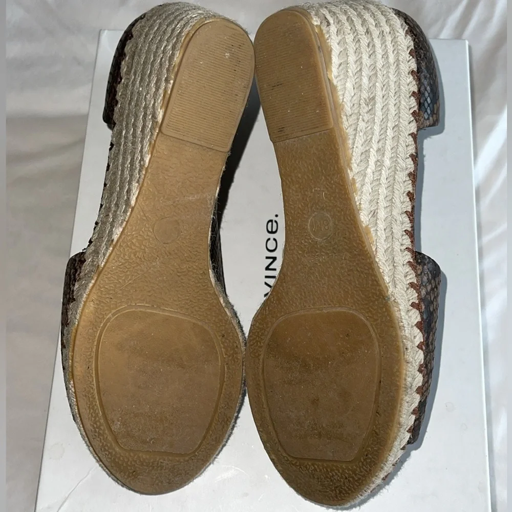 VINCE Percey Snakeskin Coffee Open Toe Heel